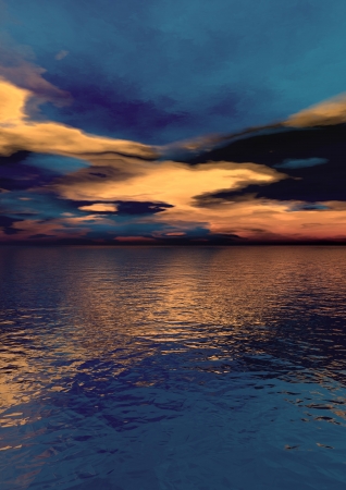 portrait sunrise and sky blue and yellowの写真素材