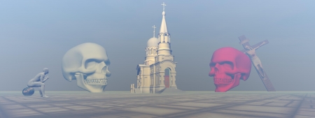 The church and the deathsの写真素材