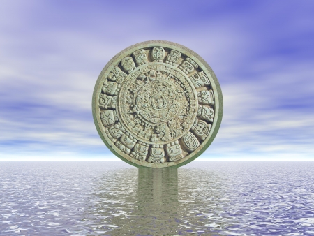 Maya calendar and seaの写真素材