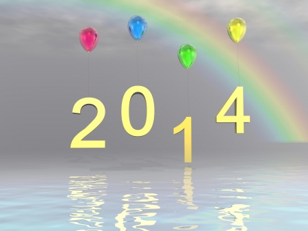 Happy new year background with Christmas baubleの写真素材