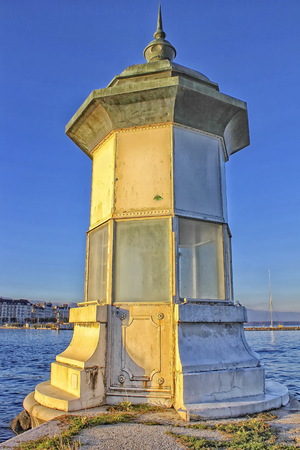 light house lake Geneva, Switzerlandの写真素材