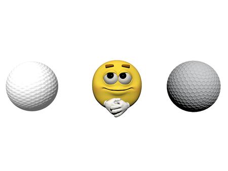 emoticon and two balls golfの写真素材