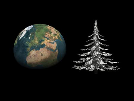 Planet in christmas party isolated in black backgroundの写真素材