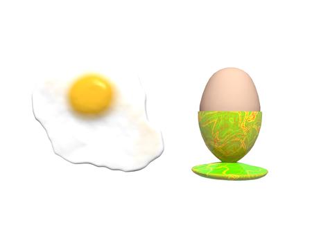 fried egg on egg white background - 3d rendering