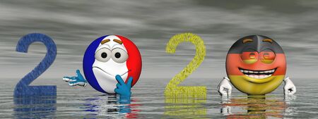 happy new year 2020 with smileys - 3d rendering
