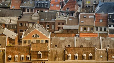 very nice view over the roofs of Liege in Belgiumの写真素材