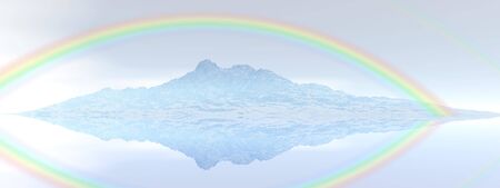 beautiful view of a mountain mirrored on a lake - 3d rendering