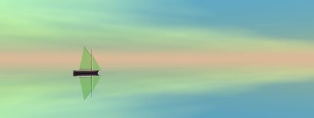 very beautiful sailboat on the sea with very beautiful landscape - 3d rendering