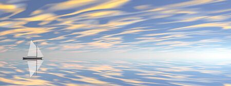 very beautiful sailboat on the sea - 3d renderingの写真素材