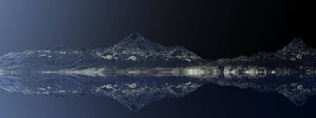 beautiful view of a mountain mirrored on a lake - 3d rendering