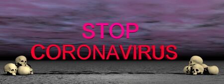 stop coronavirus and sky - 3d renderingの写真素材