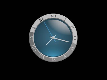 very nice clock on black blue background - 3d rendering