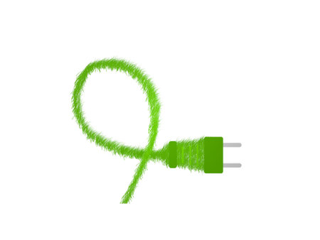 green electrical outlet on white background - 3d renderingの写真素材