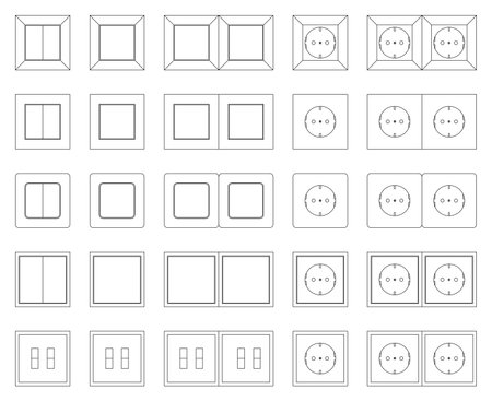 Electric socket icon set. Outline illustration of 16 electric socket icons for webのイラスト素材