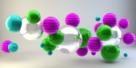 3d balloons. Multicolored background. 3D image. Abstract 3d shapes on background. 3d image. 3d rendering.の写真素材