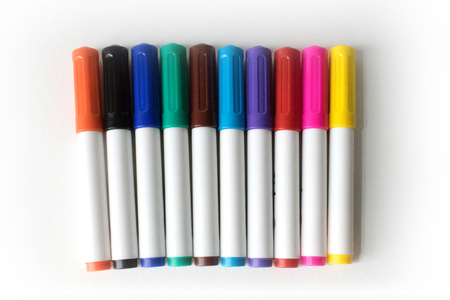 Photo of markers. Markers for drawing. Stationery. The subject of the office. Color markers for school or office.の写真素材