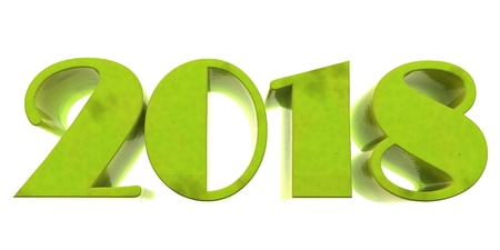 The voluminous letters are the text 2018, 3d image. On a light background.