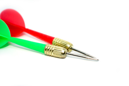 Darts (arrows for throwing at the target) of a sports game for accuracy. On a white background.の写真素材