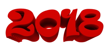 The voluminous letters are the text 2018, 3d image. On a light background.