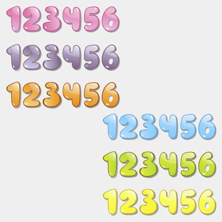 Color numbers. One to six. Vector illustration. On a monophonic background.のイラスト素材
