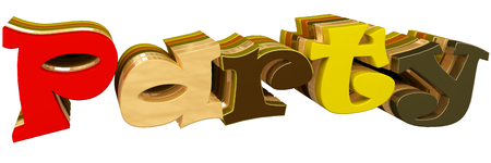 3d render, 3d image. The voluminous text "Party".の写真素材