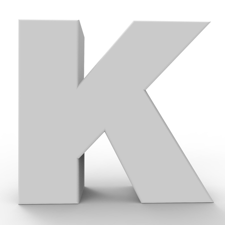Letter K. 3d image. 3d rendering. The white letter. On a white background.の写真素材