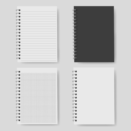 Realistic notebook, vector. A notebook in a ruler, a notebook with a shadow.のイラスト素材
