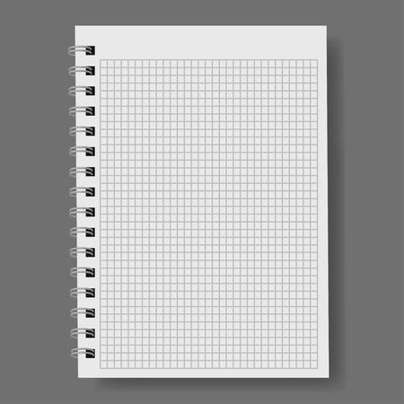 Realistic notebook, vector. A notebook in a ruler, a notebook with a shadow.のイラスト素材