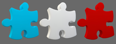 3d image, 3d render. A large volumetric puzzle on a gray background.の写真素材