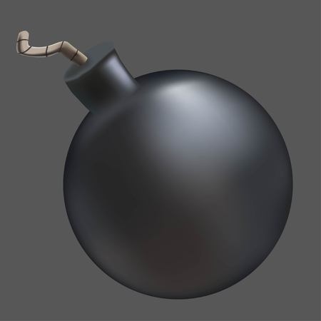 A cartoon bomb. A dark bomb. Vector illustration on a gray background.のイラスト素材