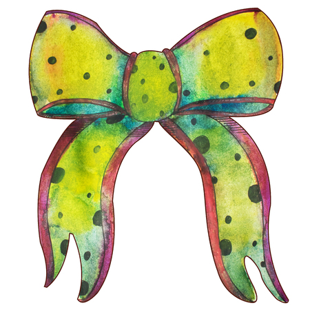 Raster illustration of bow. Watercolor. Large image size. On isolated white background. Easily separates from the background.の写真素材