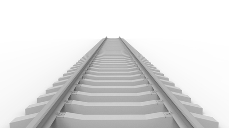 3d illustration, 3d render. 3D image. Rails, railway, sleepers. On a light background.の写真素材