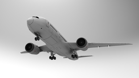 3d illustration, 3d render. 3D image. Airplane, airport, Boeing. On a light background.の写真素材