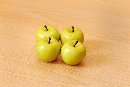 Four green applesの写真素材