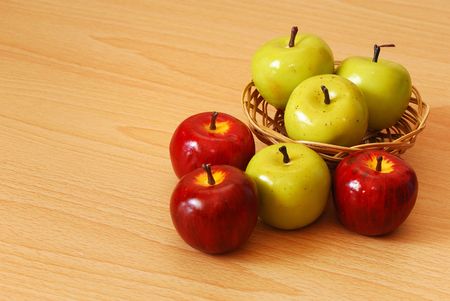 Red and green applesの写真素材