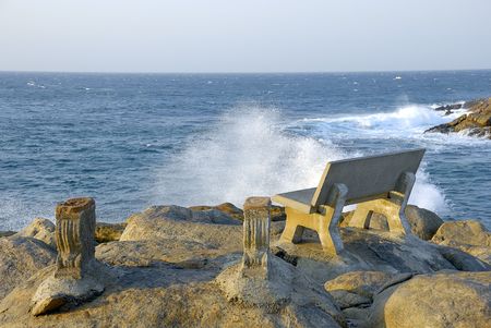Bench with a seaviewの写真素材