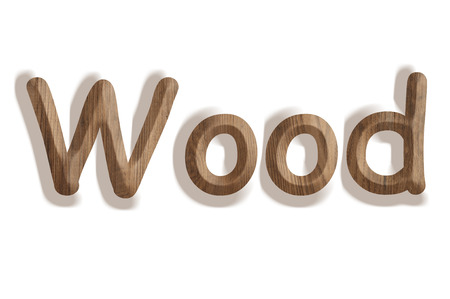 Alphabet made from wood, isolated on white background の写真素材