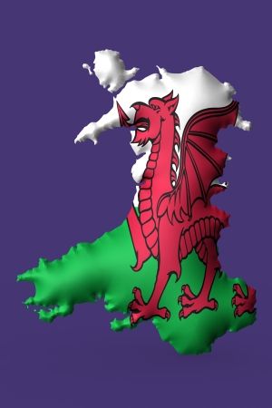 The flag of Wales super embossed on a mapの写真素材