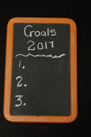 A black board with space to write goals for 2017