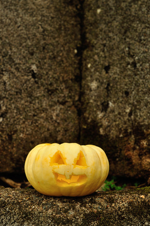 Carved pumpkin for Halloweenの写真素材