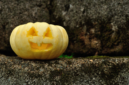 Carved pumpkin for Halloweenの写真素材