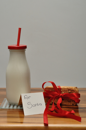 Milk and cookies for Santa Clausの写真素材