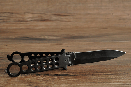 Steel butterfly knife (balisong)の写真素材