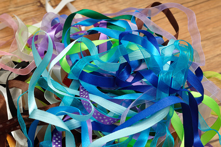 A mixture of ribbons in a boxの写真素材
