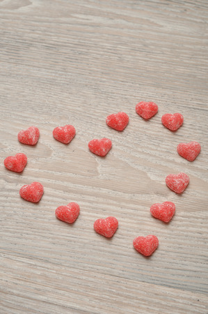Valentine's Day - a heart made out of sugar heart shape candyの写真素材