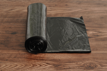 Roll of black garbage bagsの写真素材
