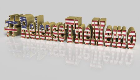 3D Illustration. Hash tag Release the memo covered with the American flagの写真素材