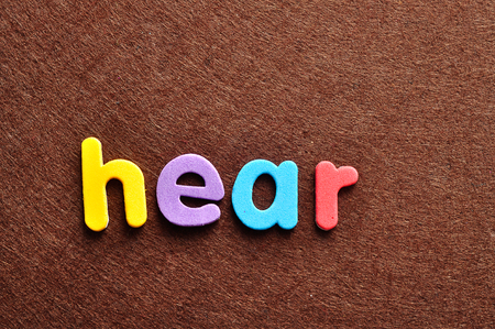 The word hear on a brown backgroundの写真素材
