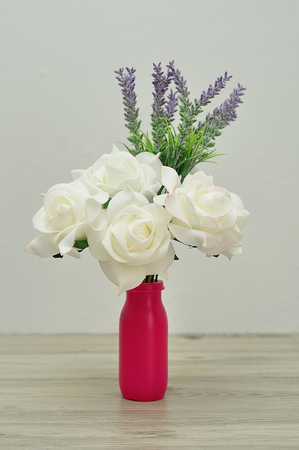 A bouquet of roses and lavenderの写真素材