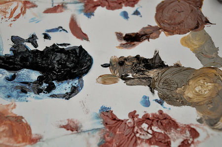Splashes of paint on a white backgroundの写真素材